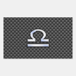 Libra Zodiac Symbol on Carbon Fiber Decor Rectangular Sticker