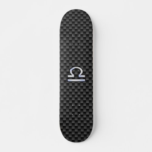 Libra Zodiac Symbol on Carbon Fiber Decor Skateboard