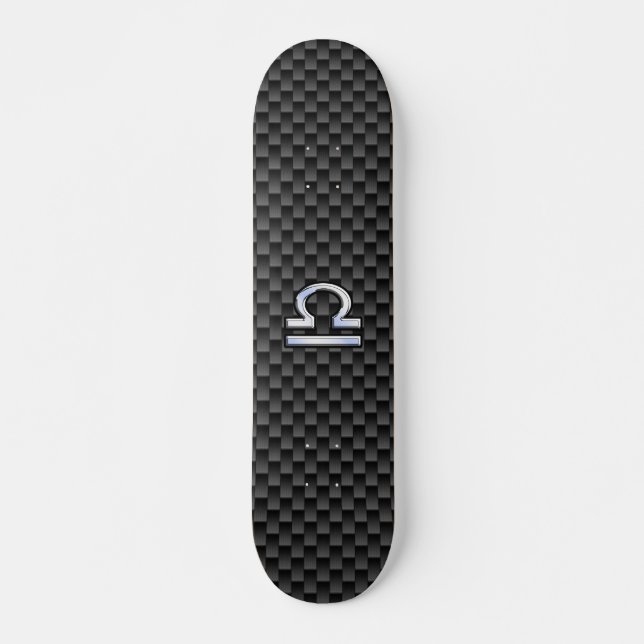 Libra Zodiac Symbol on Carbon Fiber Decor Skateboard (Front)