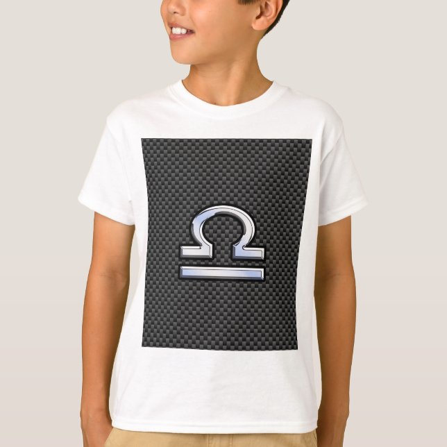 Libra Zodiac Symbol on Carbon Fiber Decor T-Shirt (Front)