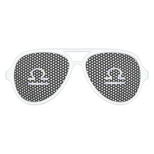 Libra Zodiac Symbol on Carbon Fiber Print Aviator Sunglasses