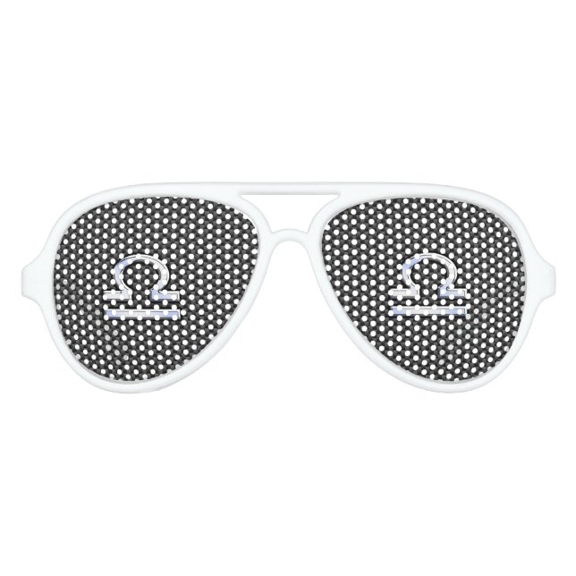 Libra Zodiac Symbol on Carbon Fiber Print Aviator Sunglasses (Front)