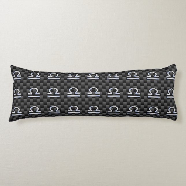 Libra Zodiac Symbol on Carbon Fiber Print Body Pillow (Front)