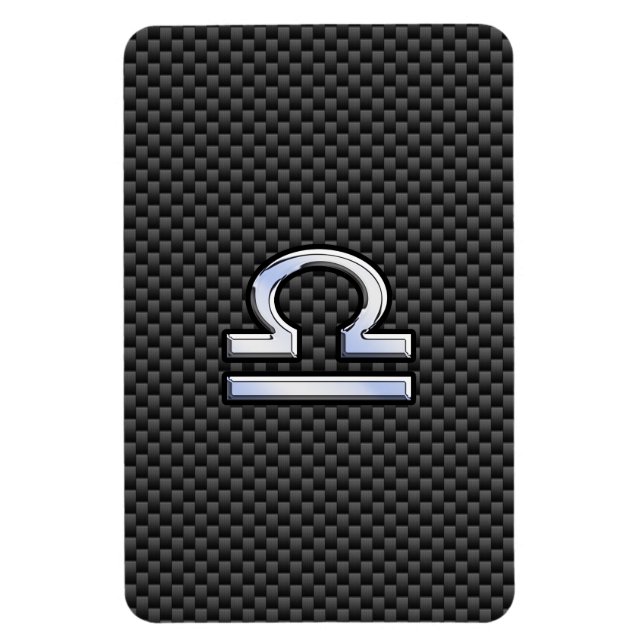 Libra Zodiac Symbol on Carbon Fiber Print Magnet (Vertical)