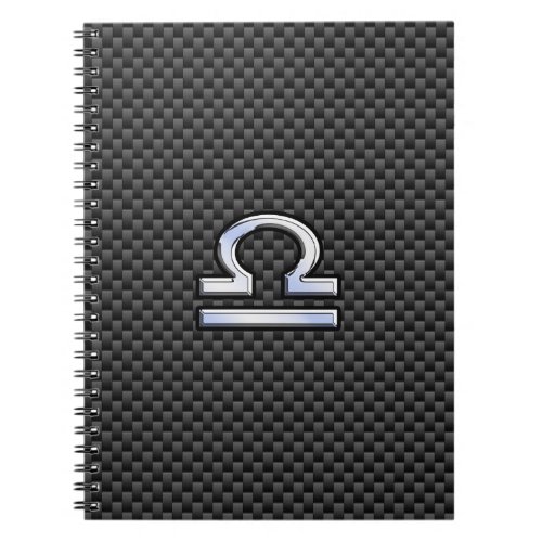 Libra Zodiac Symbol on Carbon Fiber Print Notebook