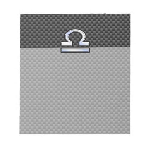 Libra Zodiac Symbol on Carbon Fiber Print Notepad