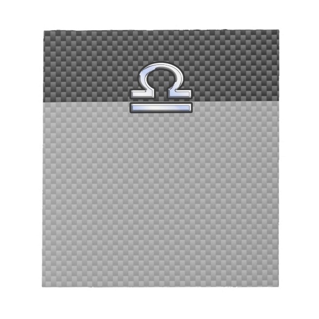 Libra Zodiac Symbol on Carbon Fiber Print Notepad (Front)