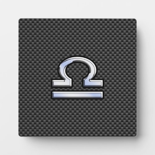 Libra Zodiac Symbol on Carbon Fiber Print Plaque