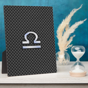 Libra Zodiac Symbol on Carbon Fiber Print Plaque
