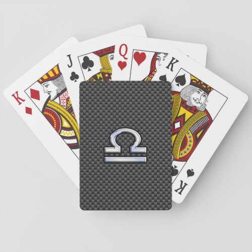 Libra Zodiac Symbol on Carbon Fiber Print Poker Cards