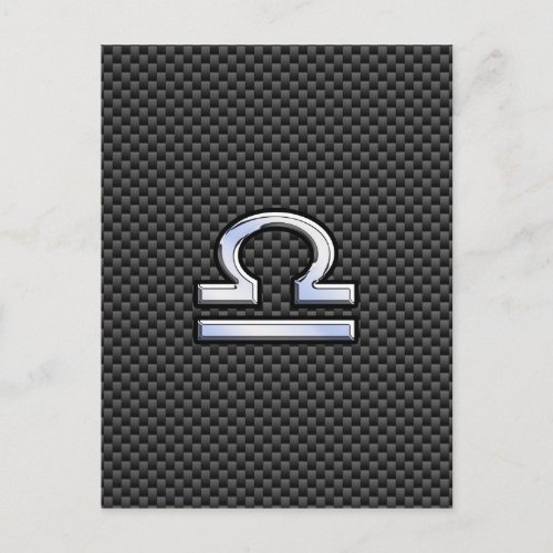 Libra Zodiac Symbol on Carbon Fiber Print Postcard