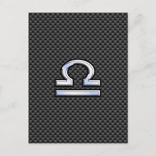 Libra Zodiac Symbol on Carbon Fiber Print Postcard (Front)