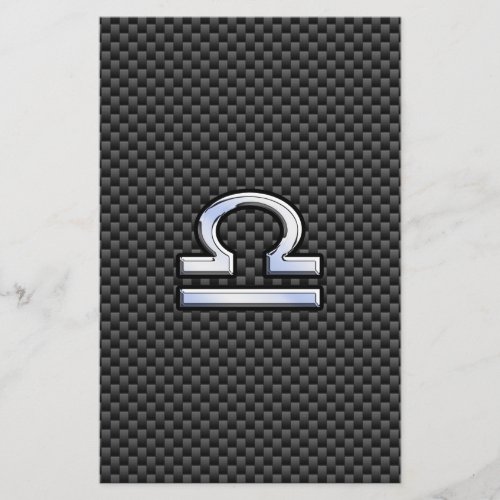 Libra Zodiac Symbol on Carbon Fiber Print Stationery