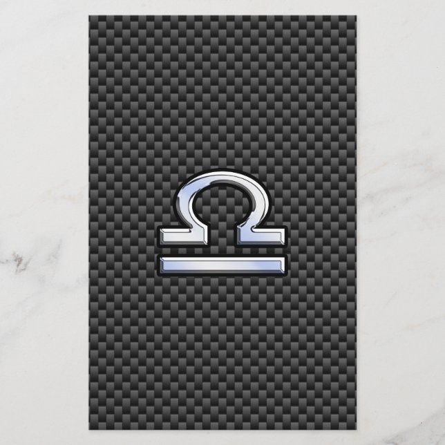 Libra Zodiac Symbol on Carbon Fiber Print Stationery (Front)