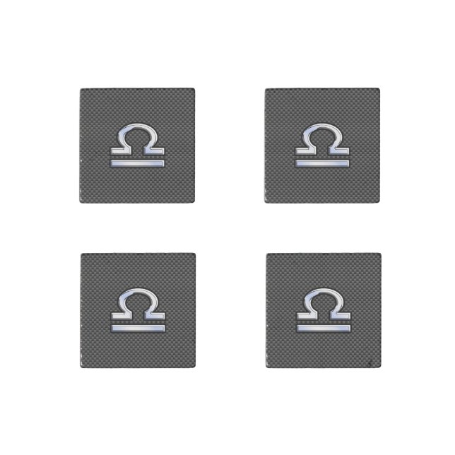 Libra Zodiac Symbol on Carbon Fiber Print Stone Magnet (Front)