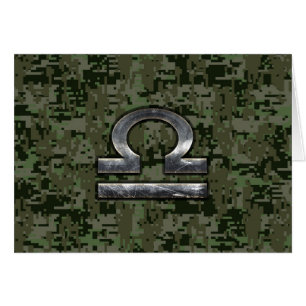 Libra Zodiac Symbol on Green Digital Camouflage Cards