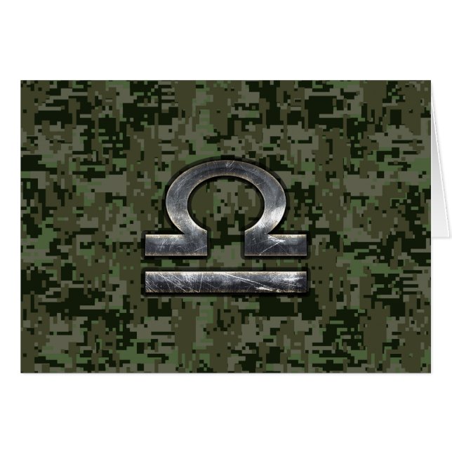Libra Zodiac Symbol on Green Digital Camouflage Cards (Front Horizontal)