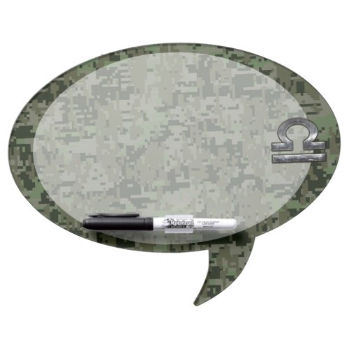 Libra Zodiac Symbol on Green Digital Camouflage Dry Erase Board
