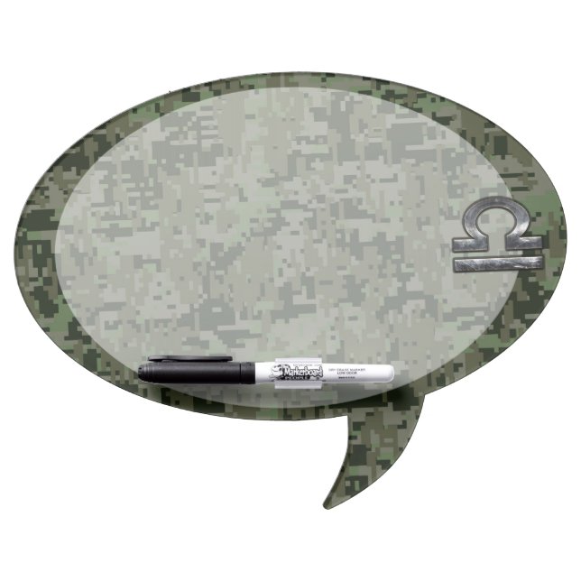 Libra Zodiac Symbol on Green Digital Camouflage Dry Erase Board (Front)