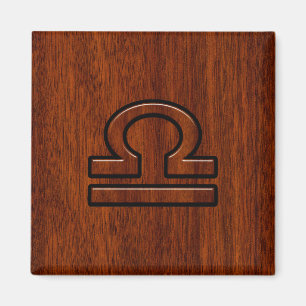 Libra Zodiac Symbol on Mahogany Magnet