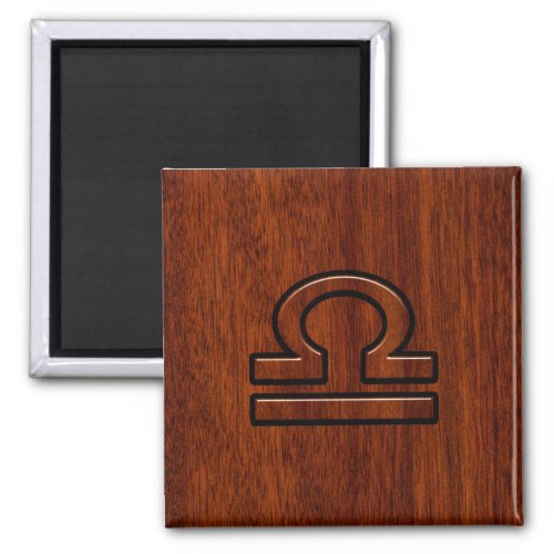 Libra Zodiac Symbol on Mahogany Magnet