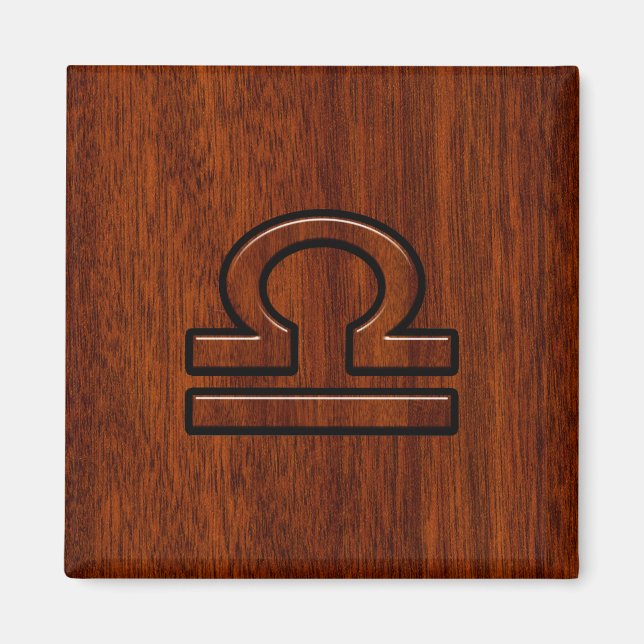 Libra Zodiac Symbol on Mahogany Magnet (Front)