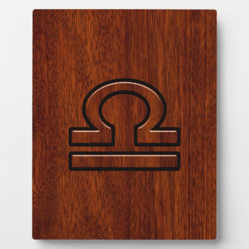 Libra Zodiac Symbol on Mahogany Plaque