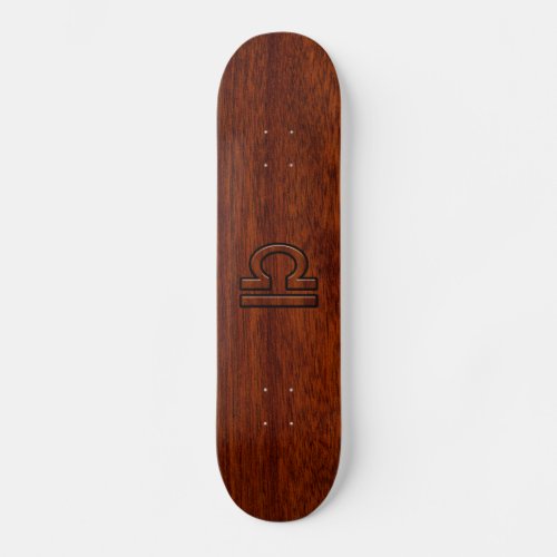 Libra Zodiac Symbol on Mahogany Skateboard