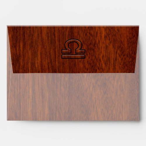 Libra Zodiac Symbol on mahogany style print Envelope