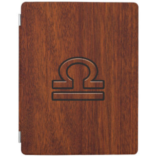 Libra Zodiac Symbol on mahogany style print iPad Smart Cover