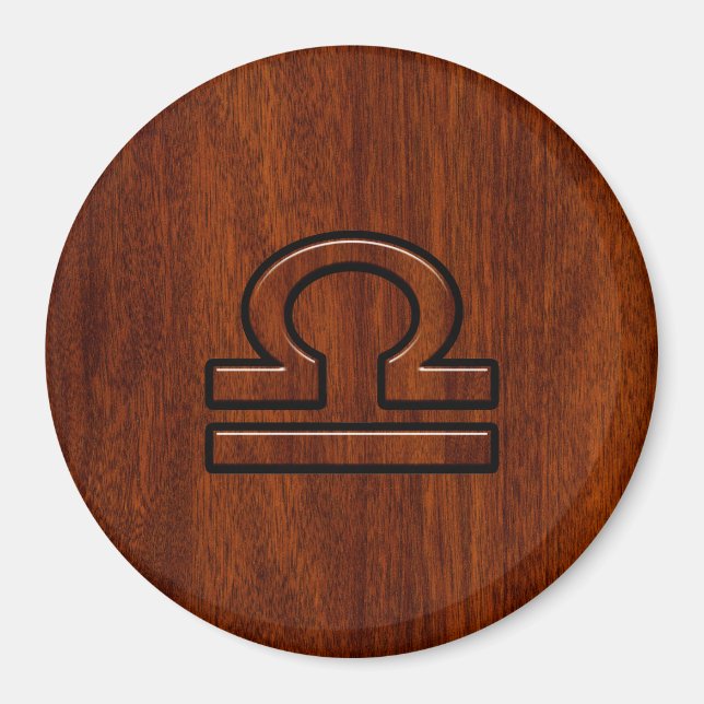 Libra Zodiac Symbol on mahogany style print Magnet (Front)