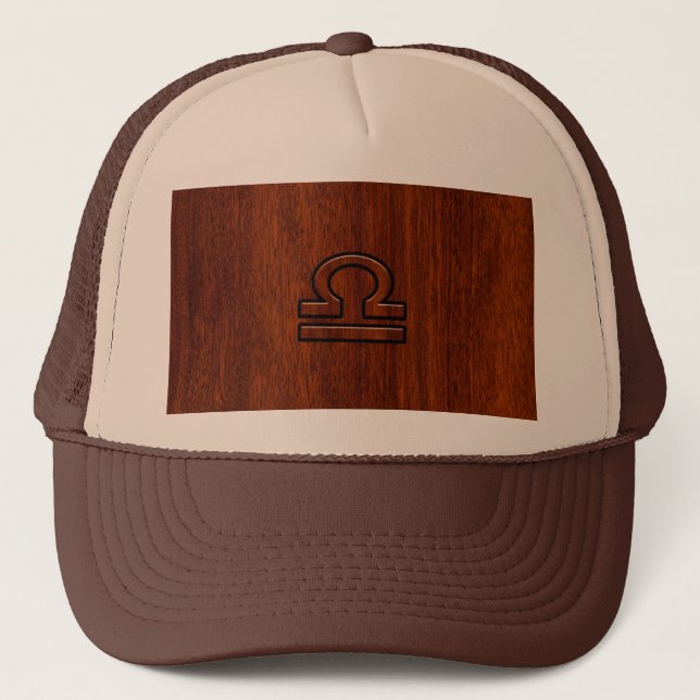 Libra Zodiac Symbol on Mahogany Trucker Hat (Front)