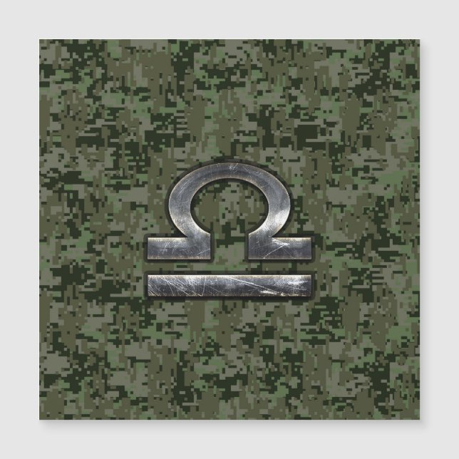 Libra Zodiac Symbol on olive green digital camo (Front)