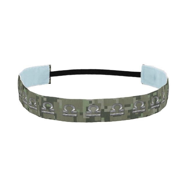 Libra Zodiac Symbol on olive green digital camo Athletic Headband (Front)