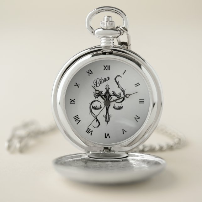 Libra Zodiac Symbol Pocket Watch (Inside)