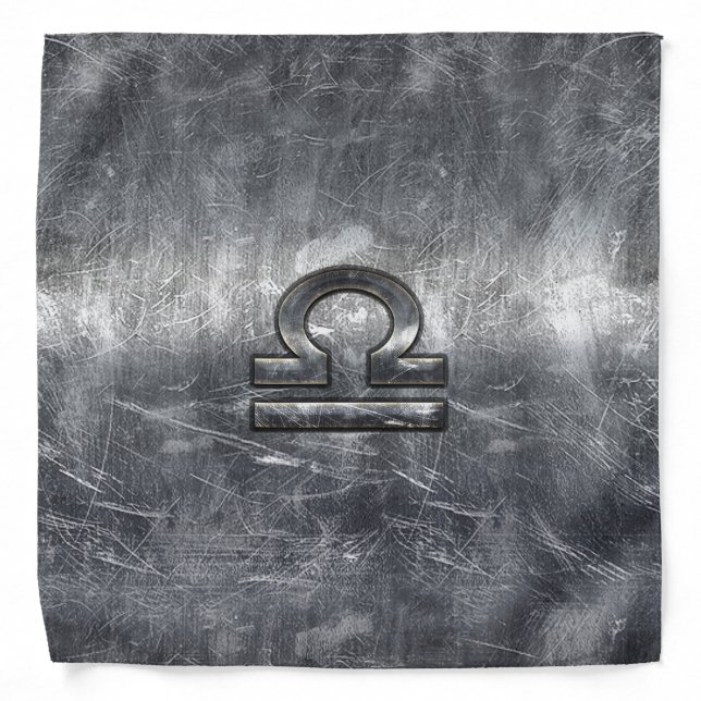 Libra Zodiac Symbol Silver Steel Style Bandana (Front)