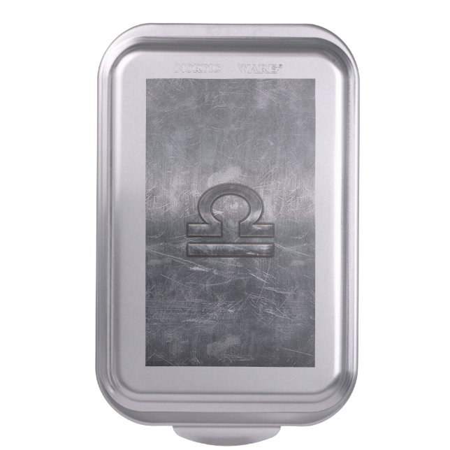 Libra Zodiac Symbol Silver Steel Style Cake Pan (Front Vertical)