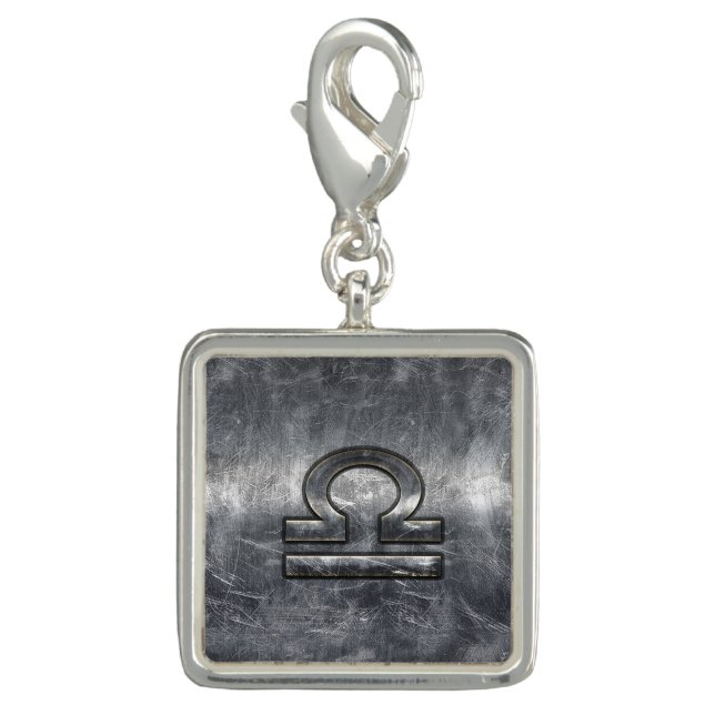 Libra Zodiac Symbol Silver Steel Style Charm (Front)