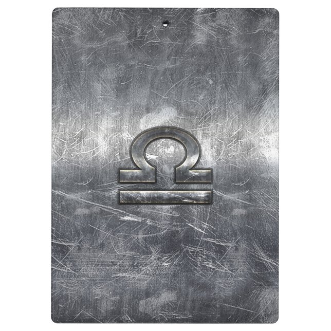 Libra Zodiac Symbol Silver Steel Style Clipboard (Back)