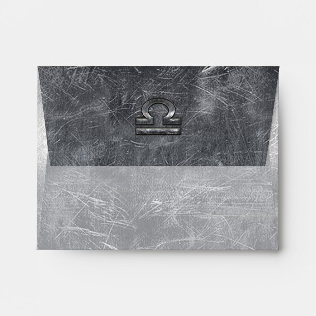 Libra Zodiac Symbol Silver Steel Style Envelope (Back (Top Flap))