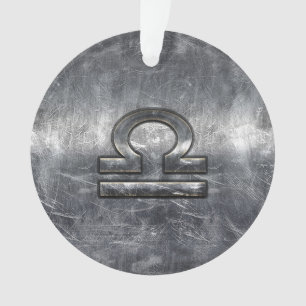 Libra Zodiac Symbol Silver Steel Style Ornament