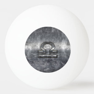 Libra Zodiac Symbol Silver Steel Style Ping-Pong Ball