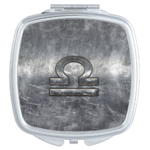 Libra Zodiac Symbol Silver Steel Style Vanity Mirror