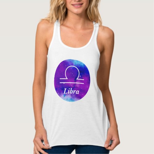 Libra Zodiac Symbol Space Nebula Tank Top