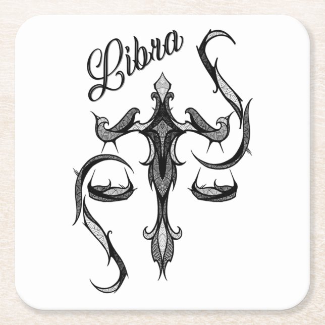 Libra Zodiac Symbol Square Paper Coaster (Front)