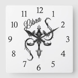 Libra Zodiac Symbol Square Wall Clock