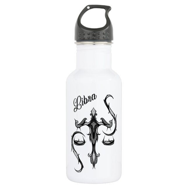 Libra Zodiac Symbol Stainless Steel Water Bottle (Front)