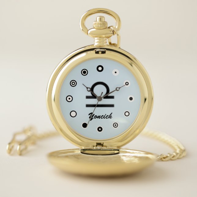 Libra Zodiac Symbol Standard (Bf) by K Yoncich Pocket Watch (Inside)