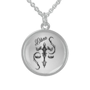 Libra Zodiac Symbol Sterling Silver Necklace