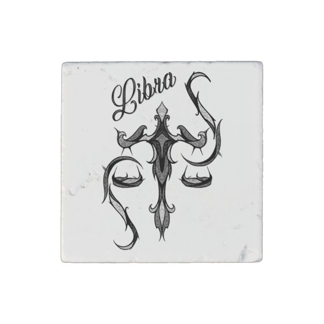 Libra Zodiac Symbol Stone Magnet (Front)